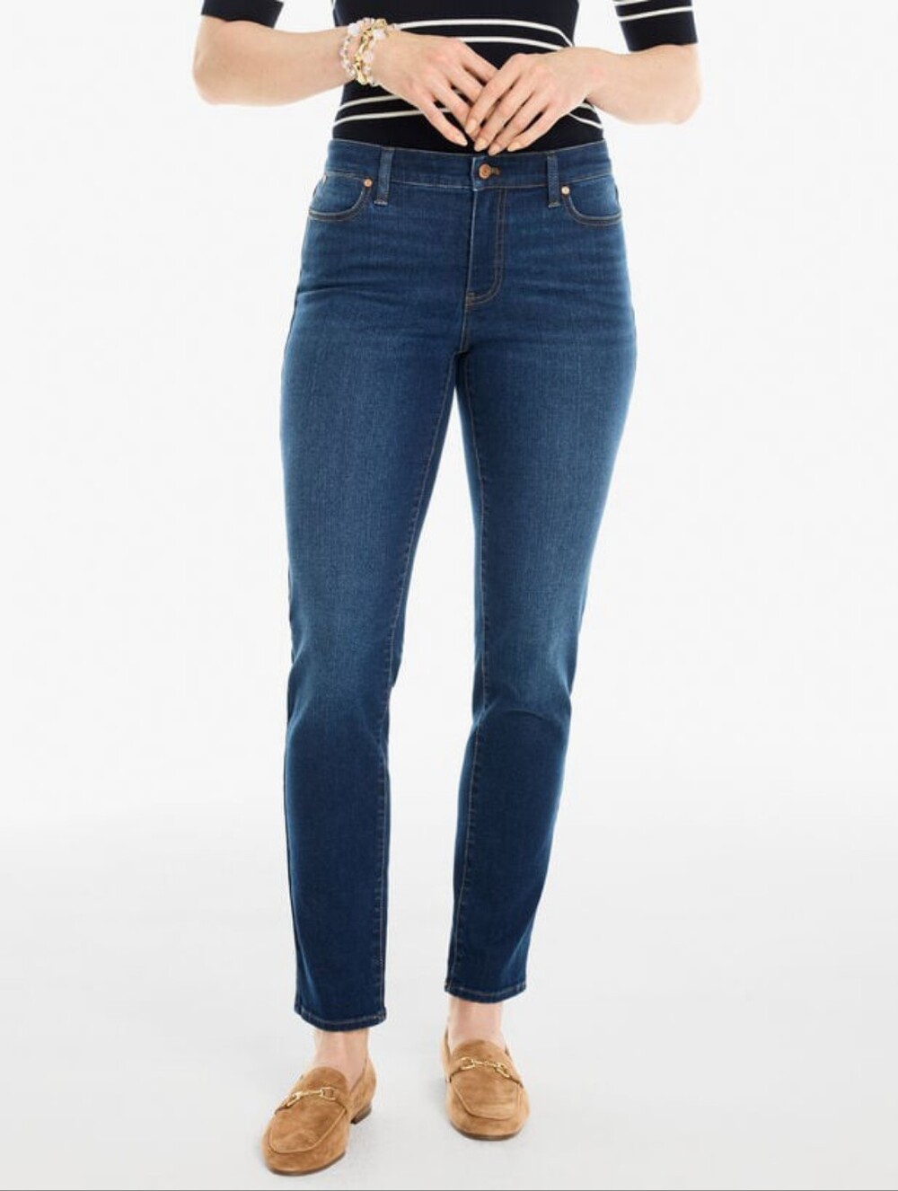 Talbots Flawless Slim Ankle Jeans Sz.16WP.L.26".W.37". Rise 10". Dark Wash. EUC!